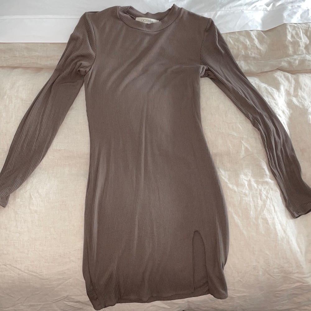 OOTDFASH long sleeve slit dress